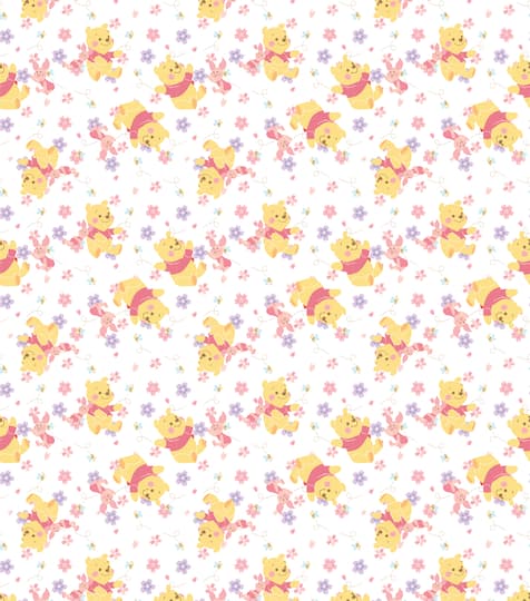Disney® Pooh & Piglet Flowers Cotton Fabric